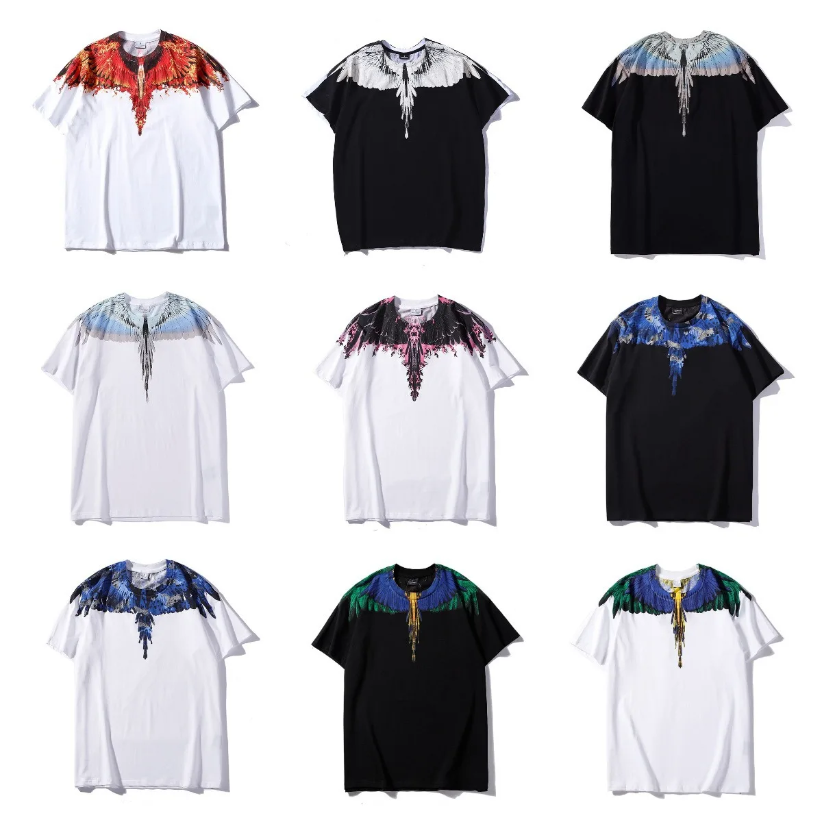 في الهواء الطلق عادية MARCELO BURLON كلاسيكي MB قطرة الماء أجنحة تي شيرت قصير الأكمام للرجال والنساء نصف كم