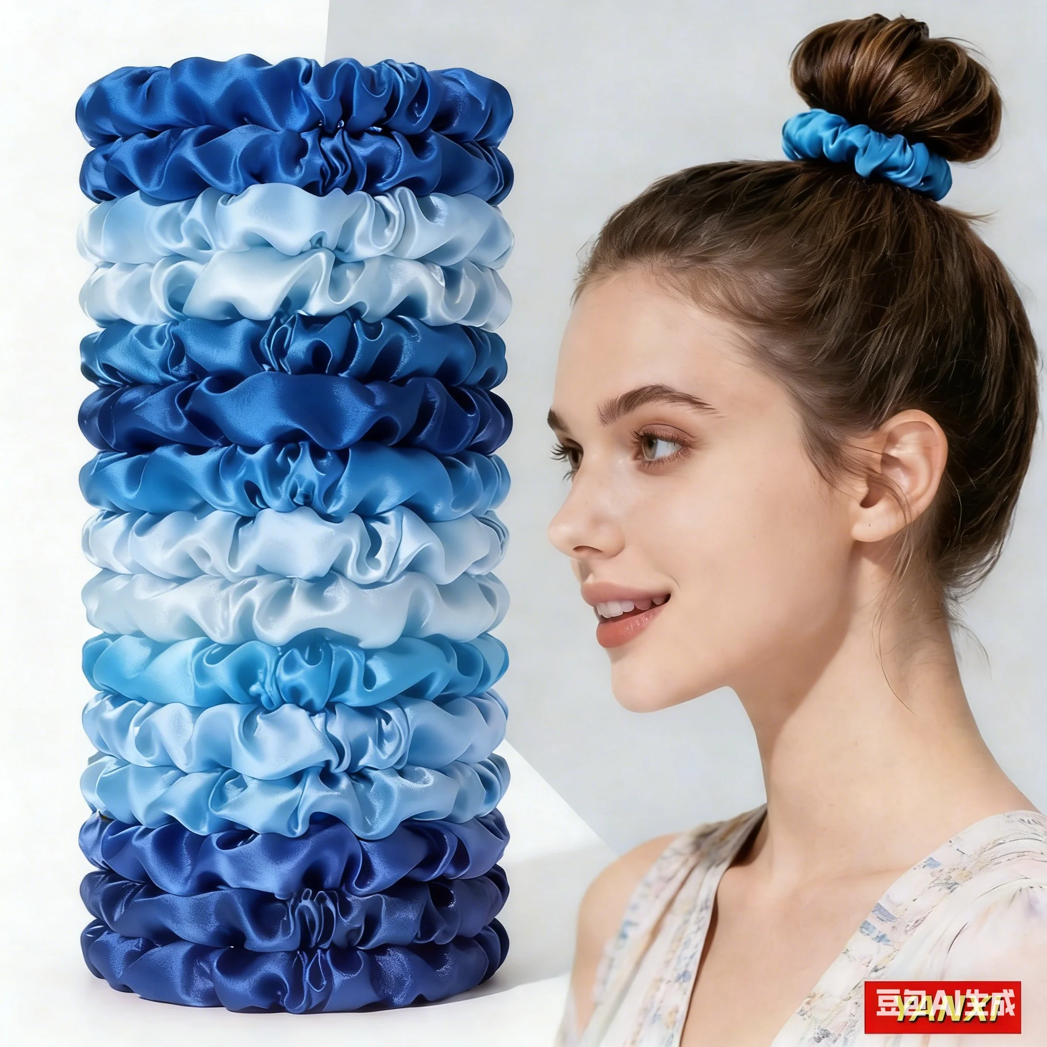 

1/30/60/100pcs bulk hair scrunchies satin women blue small 6.5cm headwear accessories casual cute ponytail Holder Elastic gum