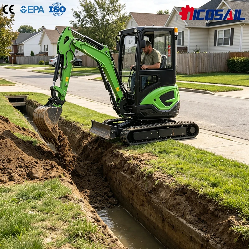 Hydraulic Mini Excavator 2 Ton Compact Crawler Digger High Digging Force for Garden Orchard Municipal Construction