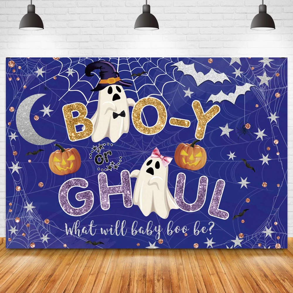 Yo Ghoul-telón de fondo de halloween, telaraña de Boo, calabaza, cumpleaños de niños, puntos brillantes, retrato de fiesta, accesorios para sesión fotográfica