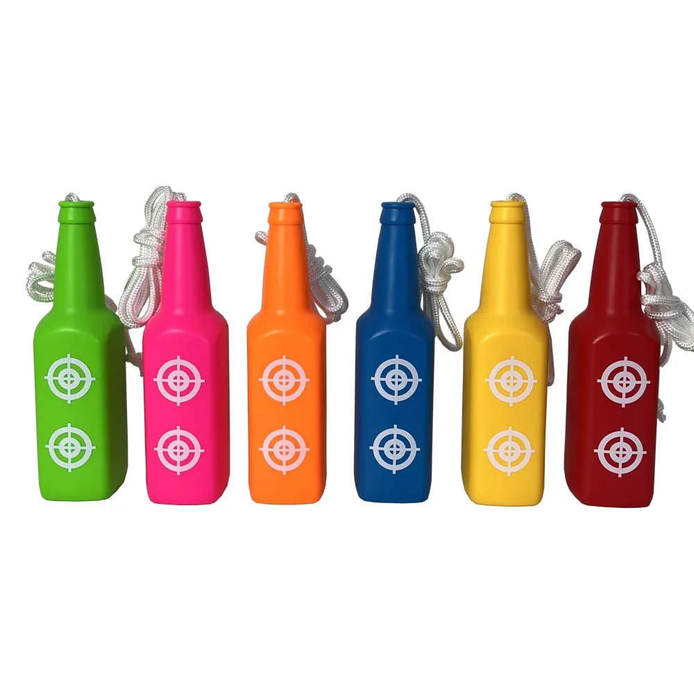 Six-Pice-Pack Plastic ABS Shooting Bottle Multi-colors Options With String