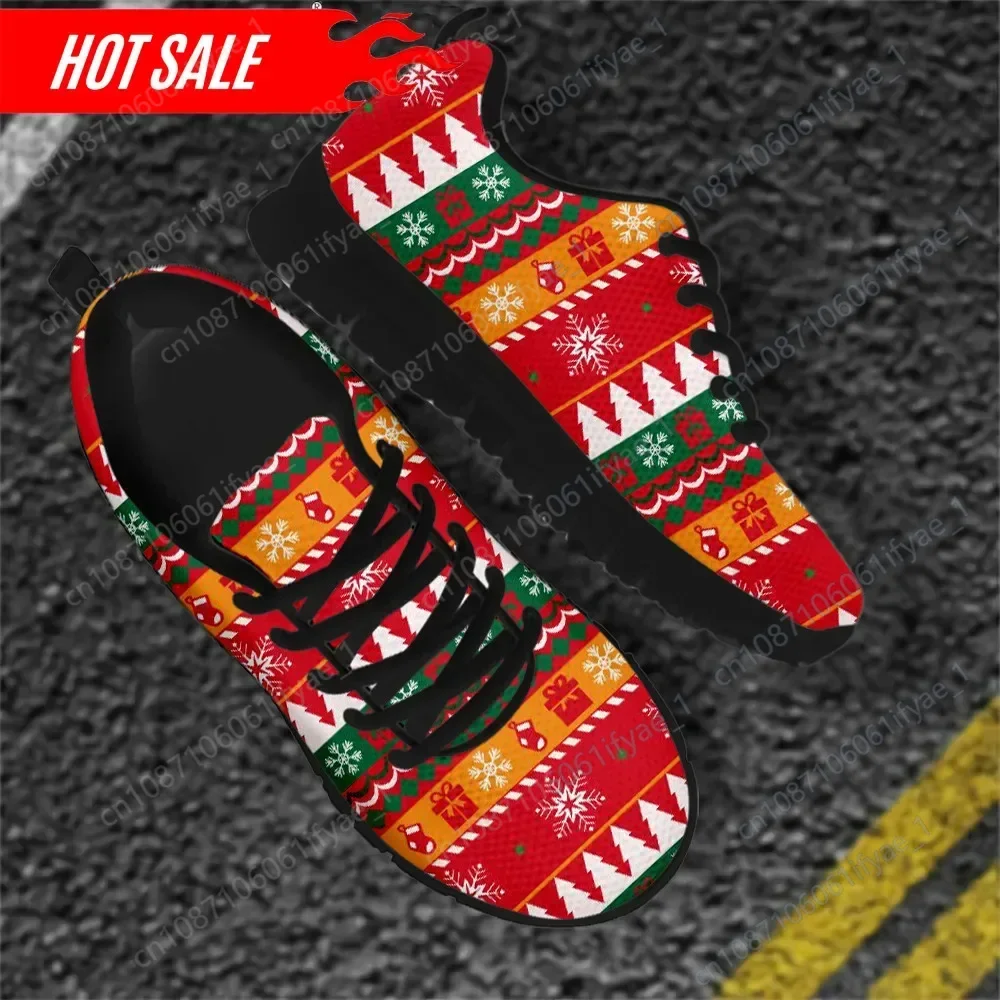 Merry Christmas Pattern Ladies Casual Sneakers Wear-resistant Flats Shoes for Girls Women Holiday Party Xmas Gifts