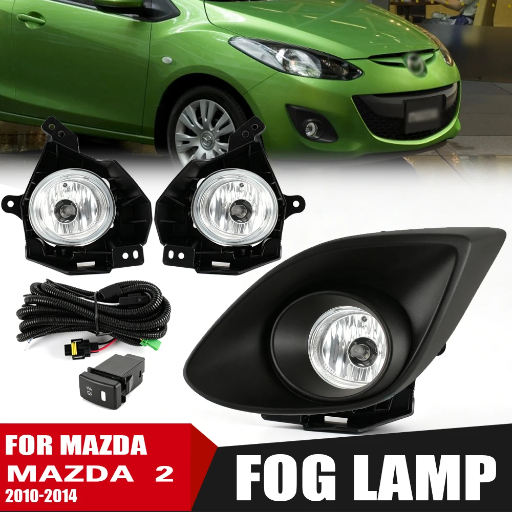 DLAAFront Bumper Fog Lamp Upgrade Kit FOR Mazda 2 2010-2014 US Version Additional Foglight Set Switch Wiring