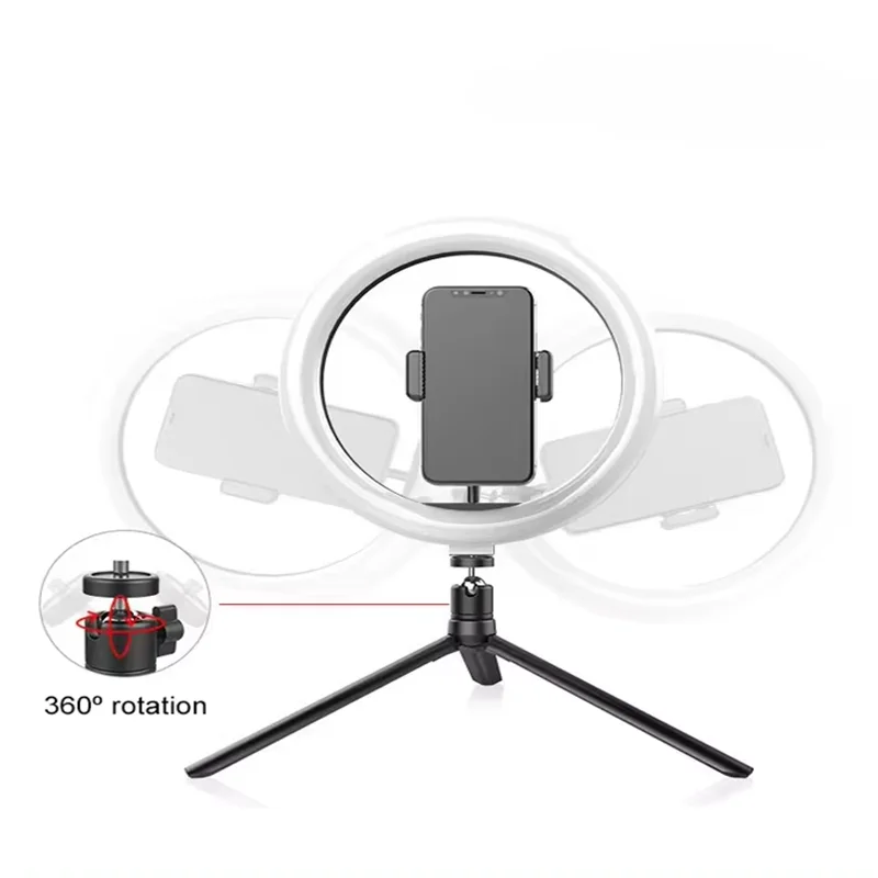 6 8 10 12 "แอลอีดีเซลฟี่แหวนไฟวงกลมเติมแสงได้ขาตั้งกล้องสามขาหรี่แสงได้ขาตั้งโทรศัพท์สำหรับถ่ายรูป