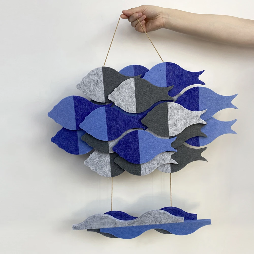 Felt Fish Mediterranean Style Wall Decoration Creative Three-dimensional Fish Pendant Restaurant Ocean Aesthetic Room Decor