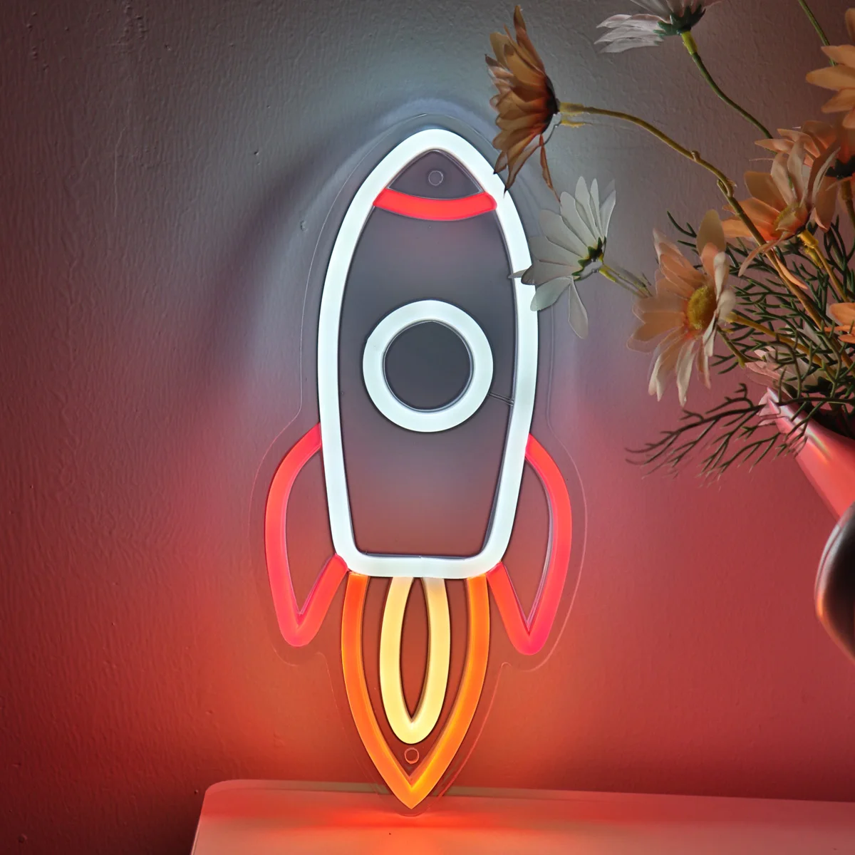 1PC 5V USB Powered Rocket Wall LED Neon Arty Sign Night Light For Kids Room Party Shop Bar Pub Club Decoration 5.12\'\'*10.63\'\'