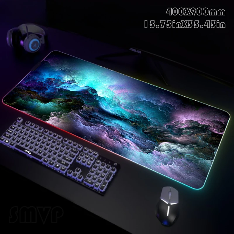 

Вместительный коврик для мыши RGB, большие игровые коврики для мыши, Настольный коврик для мыши, коврики для мыши с подсветкой, коврики для ноутбука, светящиеся коврики для клавиатуры