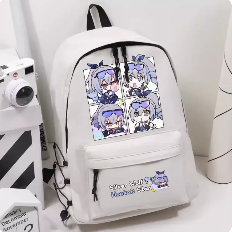 Mochila escolar de Anime Honkai: Star Rail Silver Wolf, bolso de hombro de alta capacidad, regalo de Cosplay para estudiantes y adolescentes, B159