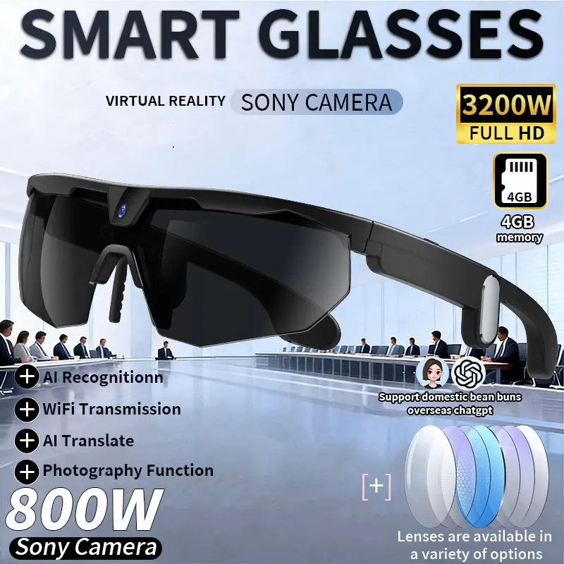 

LIGE New Sports Bluetooth Smart Glasses AI Smart Camera 800W HD Object Recognition Translation Wifi Navigation Video Recording