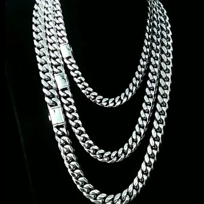 Collares de cadena de eslabones cubanos, collar largo de acero inoxidable para hombre, joyería de Hip Hop Blg, regalos para accesorios masculinos al por mayor