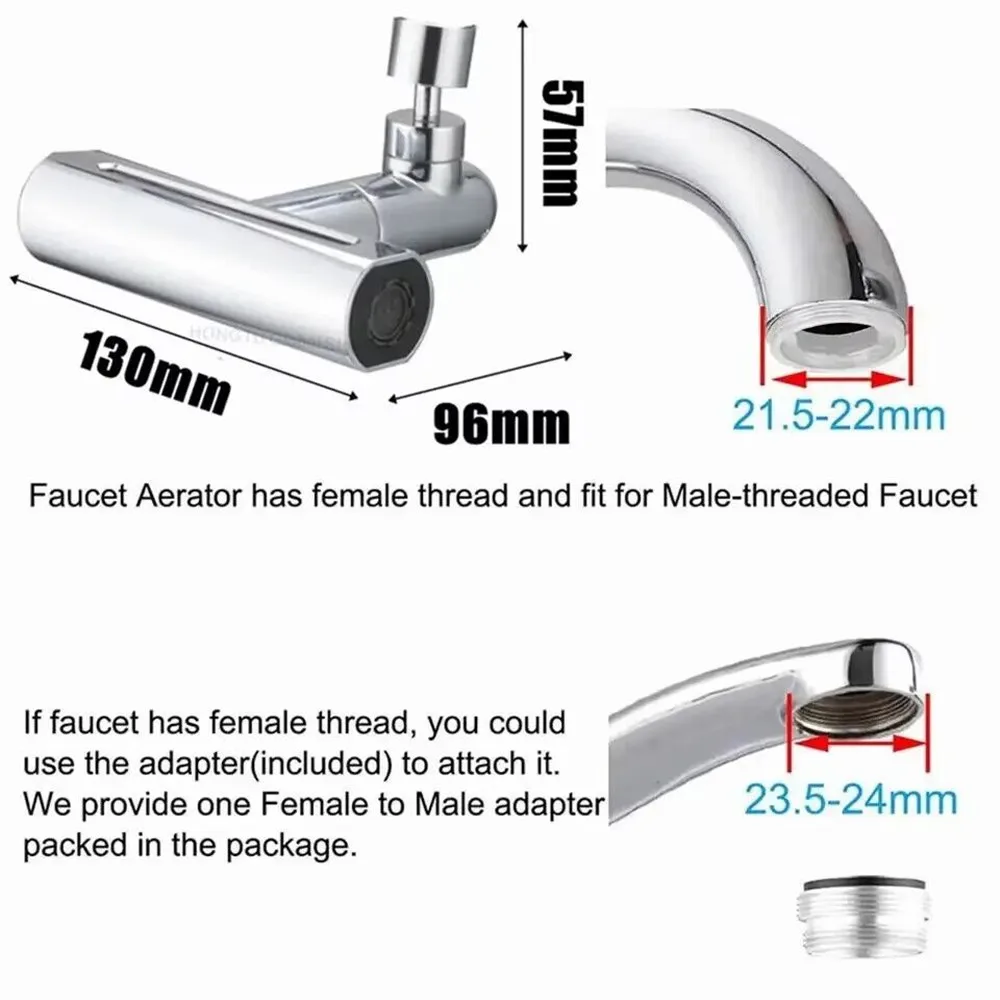 360° Swivel Waterfall Faucet Extension Adapter Sprayer 3 Modes Multifunctional Waterfall Pressurized Bubbler Kitchen Sink Fit