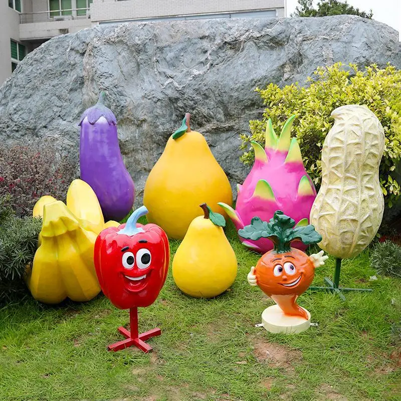 Simulation fruit and vegetable fiberglass sculpture large strawberry pumpkin outdoor farm manor decorative ornament