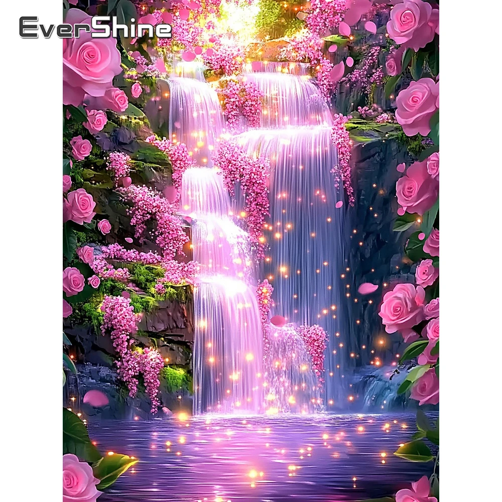 

Алмазная вышивка EverShine: Пейзаж с водопадом, мозаика, картина из страз, розы, DIY, подарок на День святого Валентина