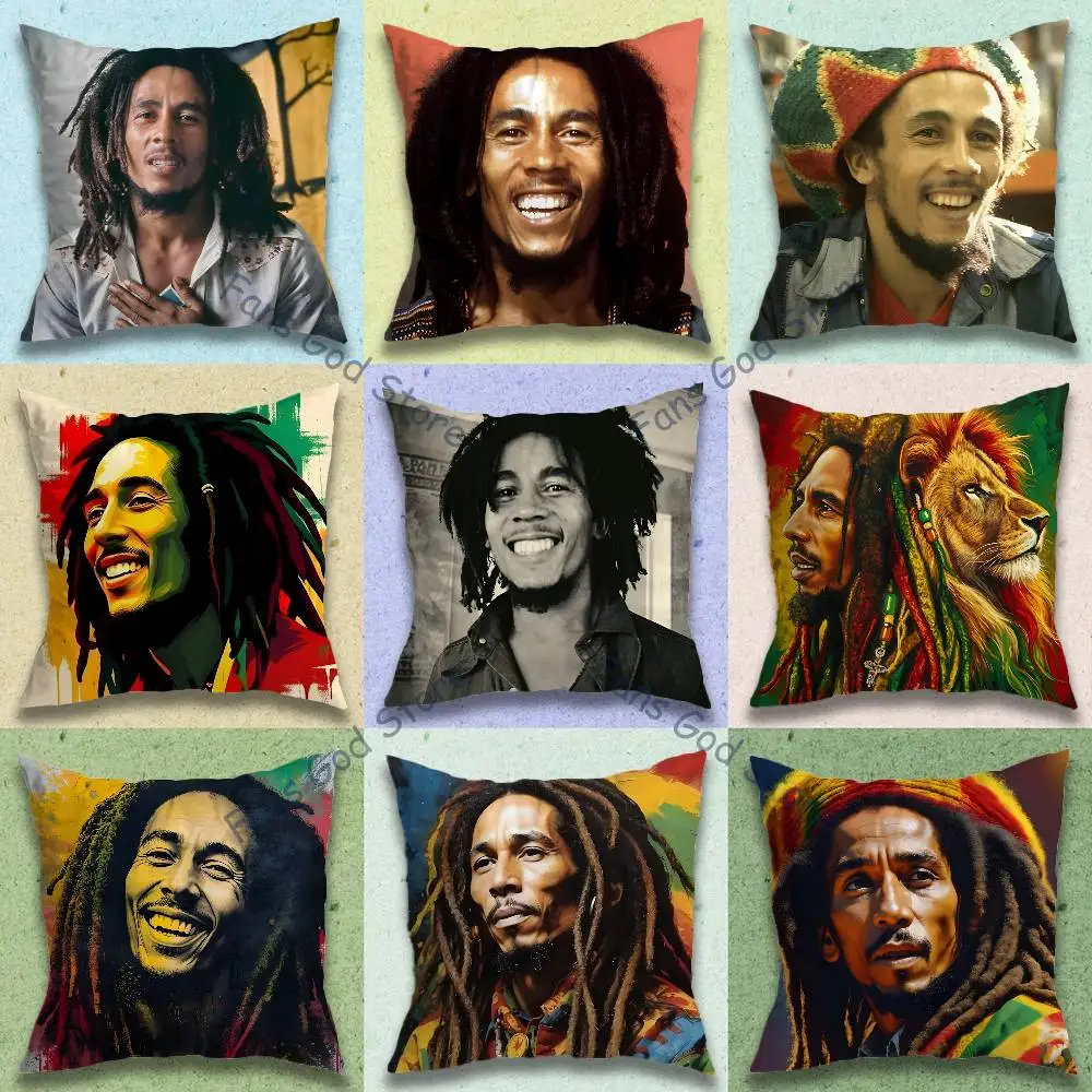 B-Bob M-Marley Reggae Pillow Case Cushion Cover Home Decor Birthday Gift Pillowcover