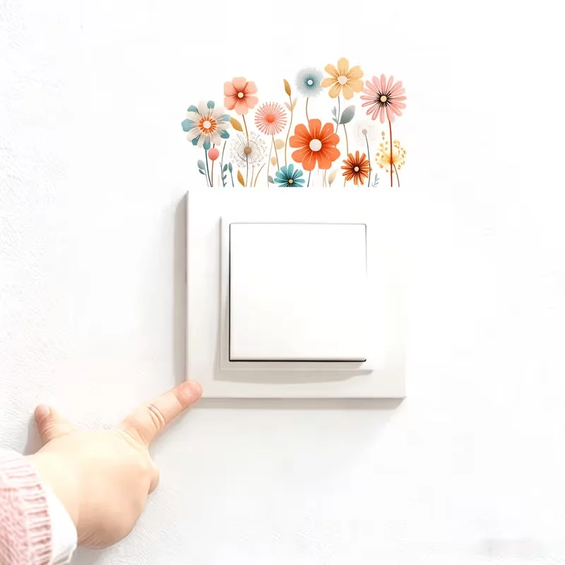 Morandi chrysanthemum switch socket sticker bedroom decoration sticker
