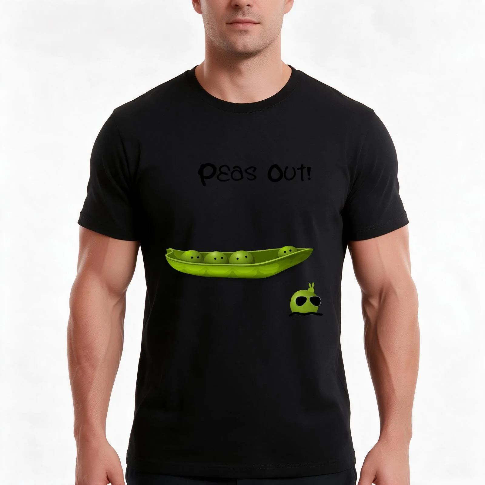 Peas Out! T-Shirt, Summer Casual Cotton Tee, Oversized Streetwear Tops, Vintage Graphic Print, Loose Fit Short Sleeve