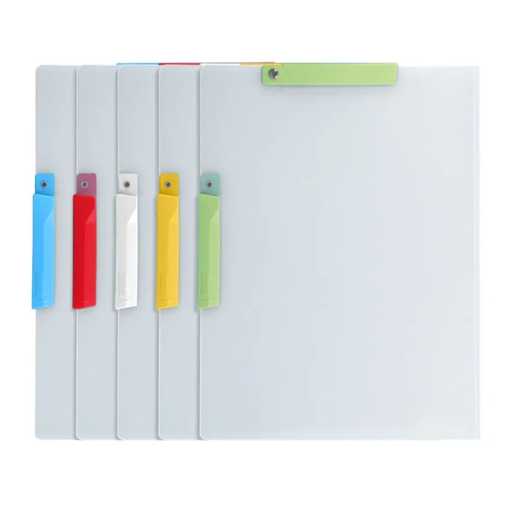 5Pcs Side Opening Buckle A4 File Folder Double Tie Rod Transparent Test Paper Storage Clip with Label Large Capacity