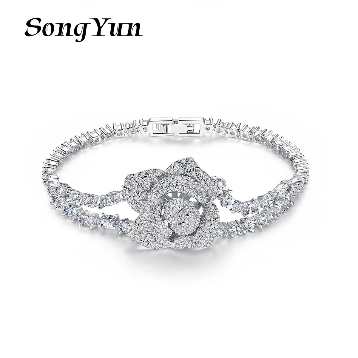 

SongYun Jewelry Manufacturer MHT Rose Bracelet Micro-Inset Copper Inset 3a Zirconia Bracelet Atmospheric Jewelry