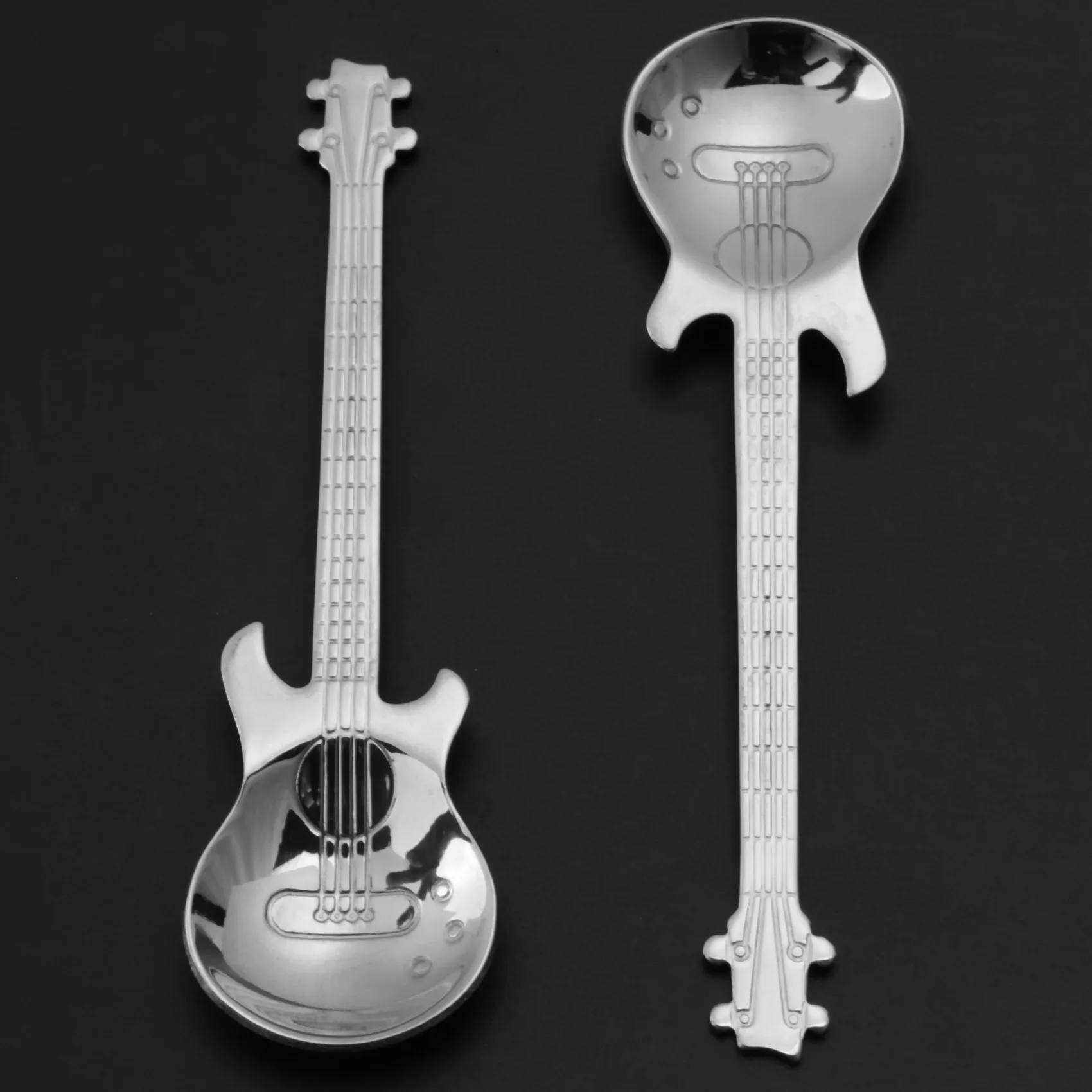 Guitar Coffee Spoons 6-Pack Creative Cute Spoons Stainless Steel Teaspoons Stirring Spoon Guitar Shaped(Silver) Limited Time Off
