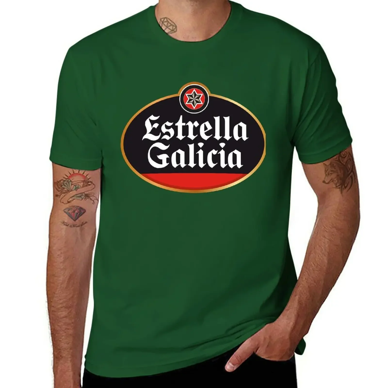 oversized t shirt summer tops mens t shirt New Estrella Galicia For Fans T-Shirt black t shirt  mens clothing harajuku oversized