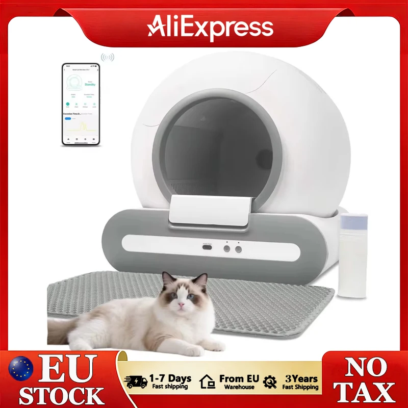 Bac à litière pour chat autonettoyant à ouverture supérieure de 65 L, grand bac à litière automatique pour chat avec contrôle par application, WiFi 2,4 G, mesure du poids uniquement