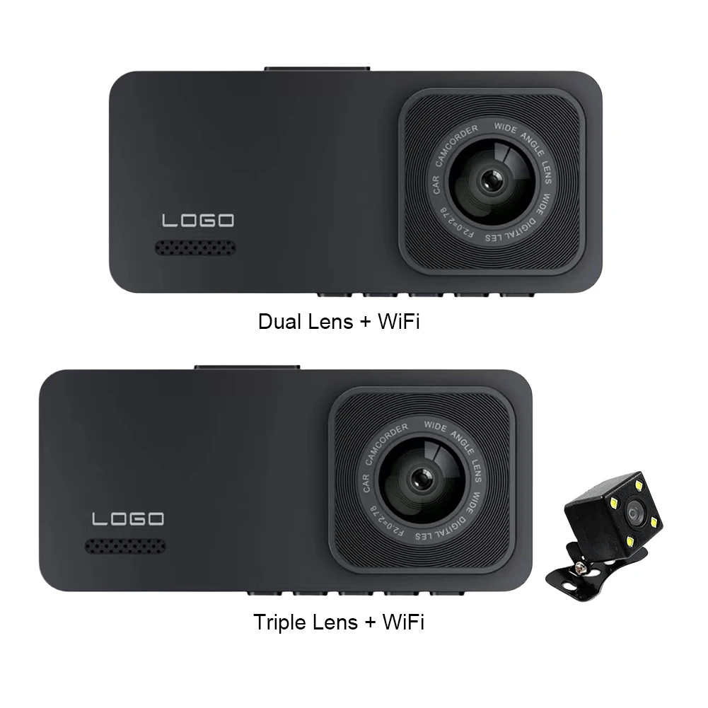 2 Inch Dual/Three Lens Dash Cam HD 1080P Night Vision  Recorder Parking Monitor Built-in G-Sensor with WIFI Rear View Camera