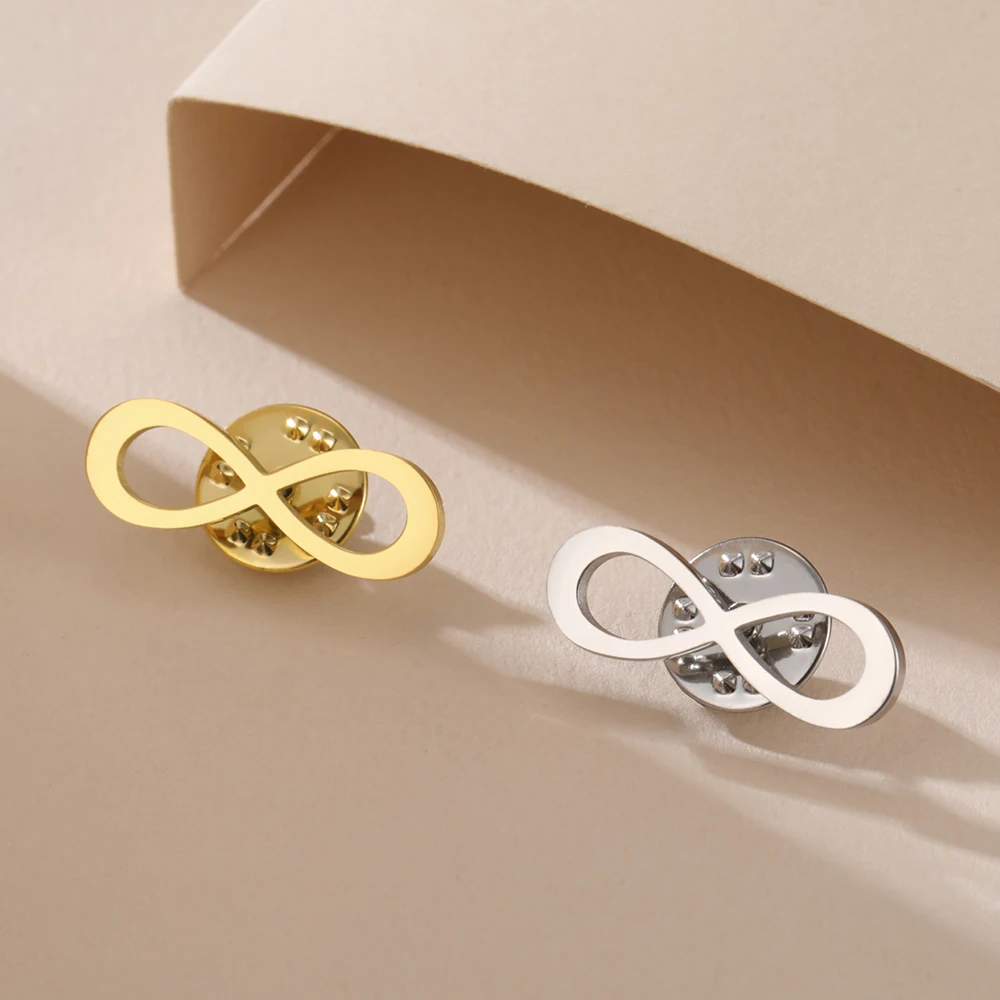 Dawapara klassische Unendlichkeitssymbol-Brosche, endlose Liebe und Freundschaft, Anstecknadel, Edelstahl-Accessoires – Detail 8