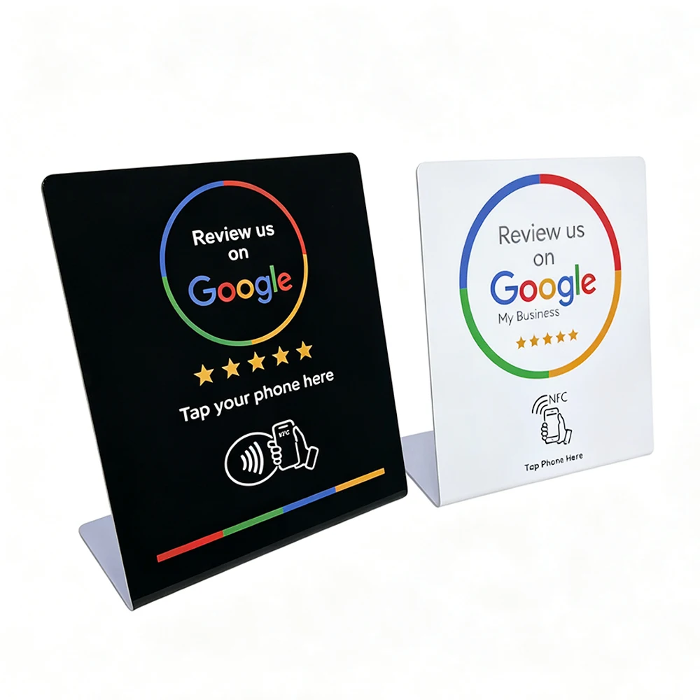 黒いgoogle非接触レビューカード-googleレビュー-タップディスプレイスタンド-google-nfc-rfid-googleレビュー-ソーシャルカード