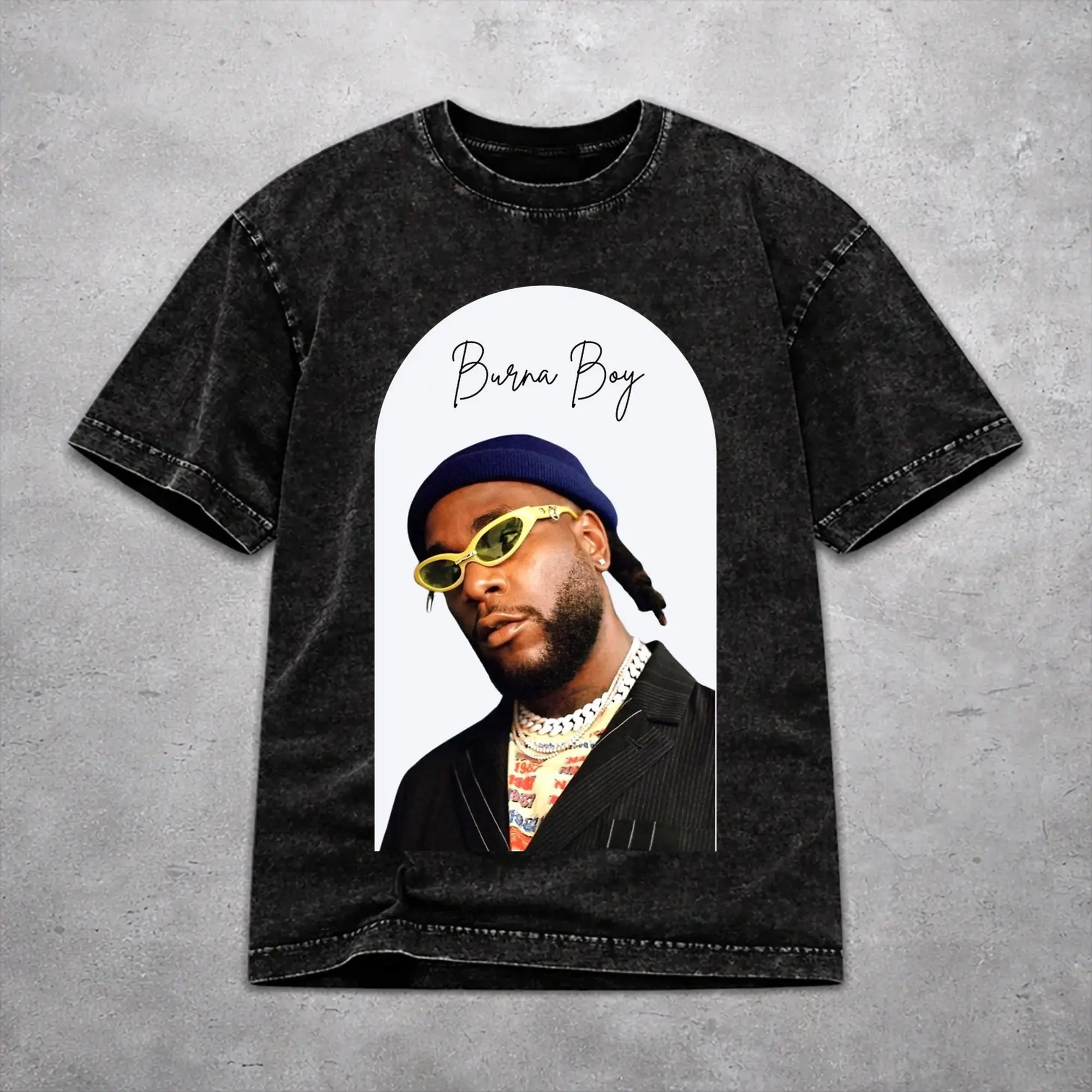 Burna Boy Singer Washed T Shirt Vintage Harajuku Men Women  Hiphop T-Shirts Tee Cotton