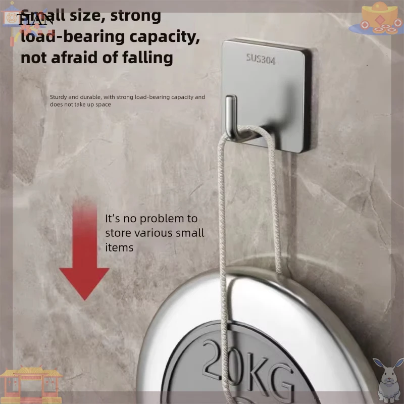 TIAN   Heavy-Duty Stainless Steel Adhesive Towel Hook - Sticky Hanging Storage Holder for Bathroom & Kitchen Organization
