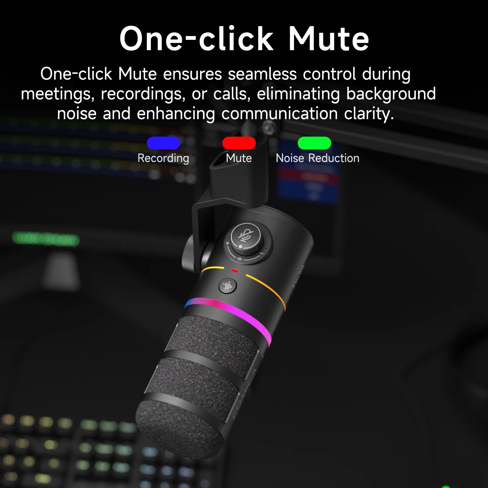 COMICA D10/D10 PRO RGB 카디오이드 USB/XLR 다이나믹 데스크탑 게이밍 마이크 유선/무선 마이크로폰 스트리밍 인터뷰 팟캐스트용 썸네일 4