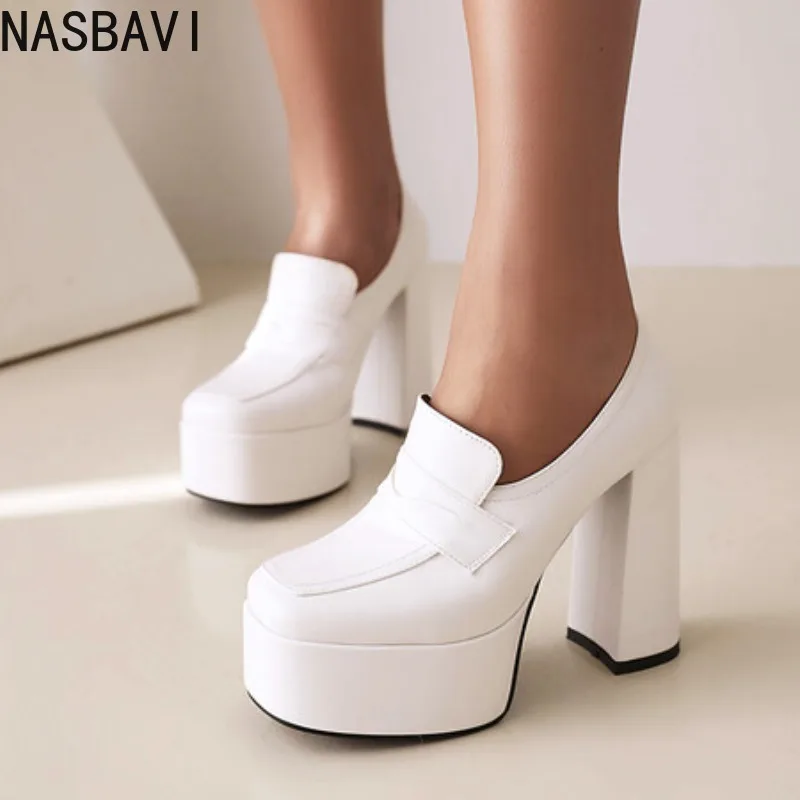 Big Size Shoes Woman Sandals Ladies Brief Pumps Square Heel Round Toe 2025 Basketball Platform Large African Sweet Straps Block