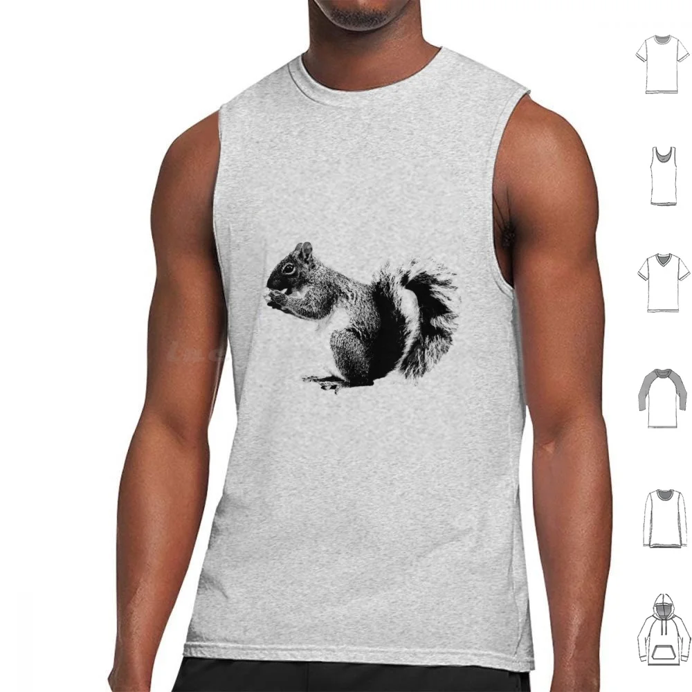 Squirrel Eating Acorns. Wildlife Digital Engraving Image Tank Tops Vest Sleeveless Squirrel Pictures Squirrel Images Squirrel