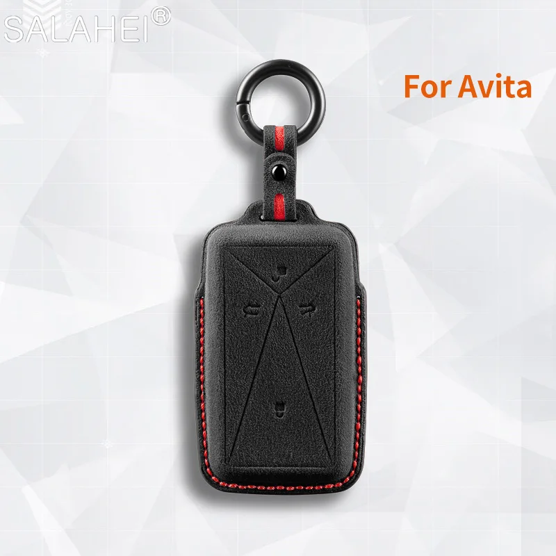 

Suede Leather Car Remote Smart Key Case Cover Shell For Avatr Avita 11 12 2023 2024 Protector Keyless Keychain Accessories