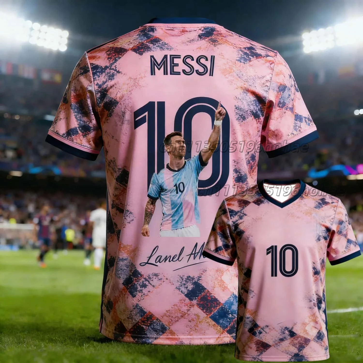 New Summer Style #Messi No.10# Camouflage Printed Football Jersey Training Loose Short Sleeve T-Shirt for Men and Women