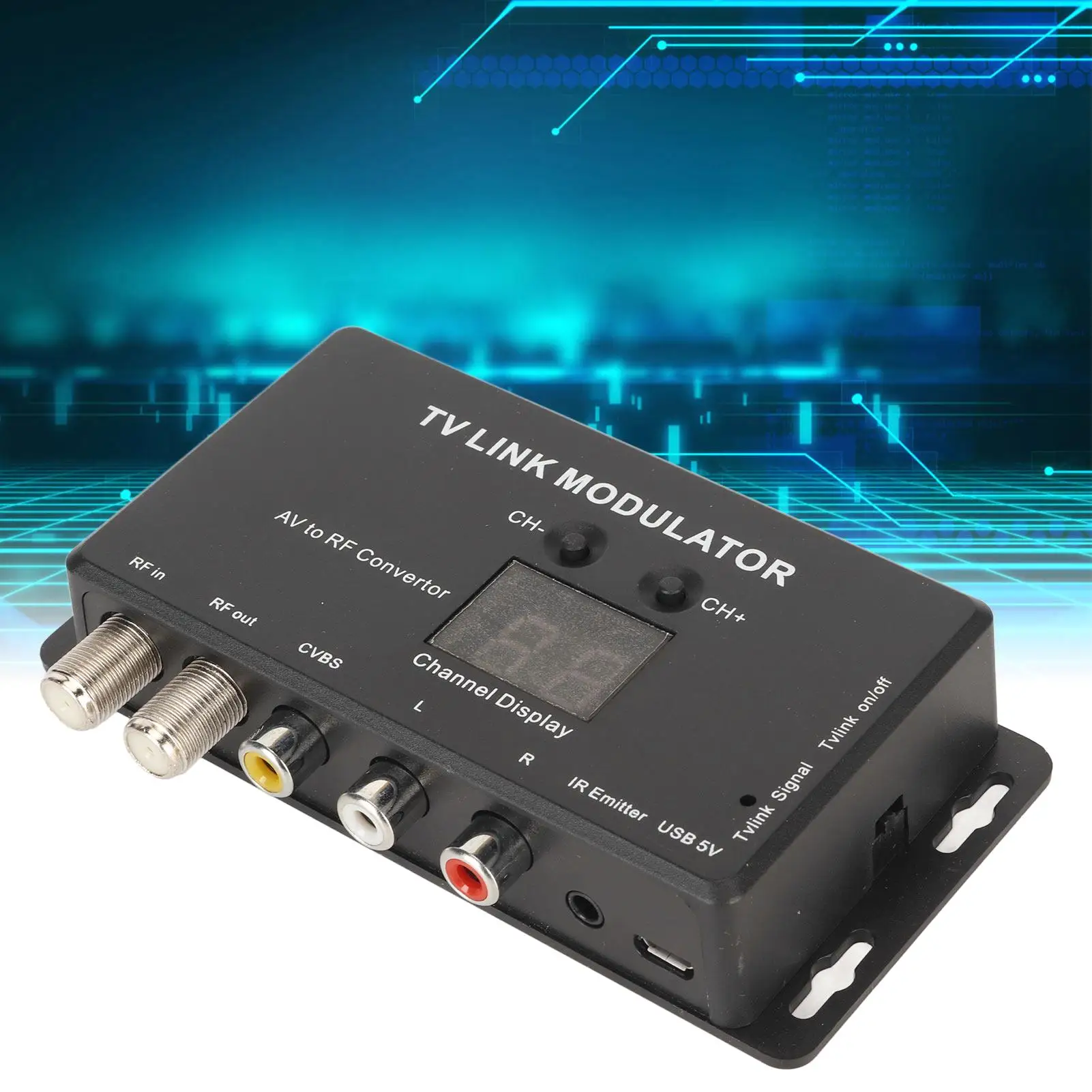 UHF TV Link Modulator 471.25‑885.25MHz Convert AV to RF + IR Extender