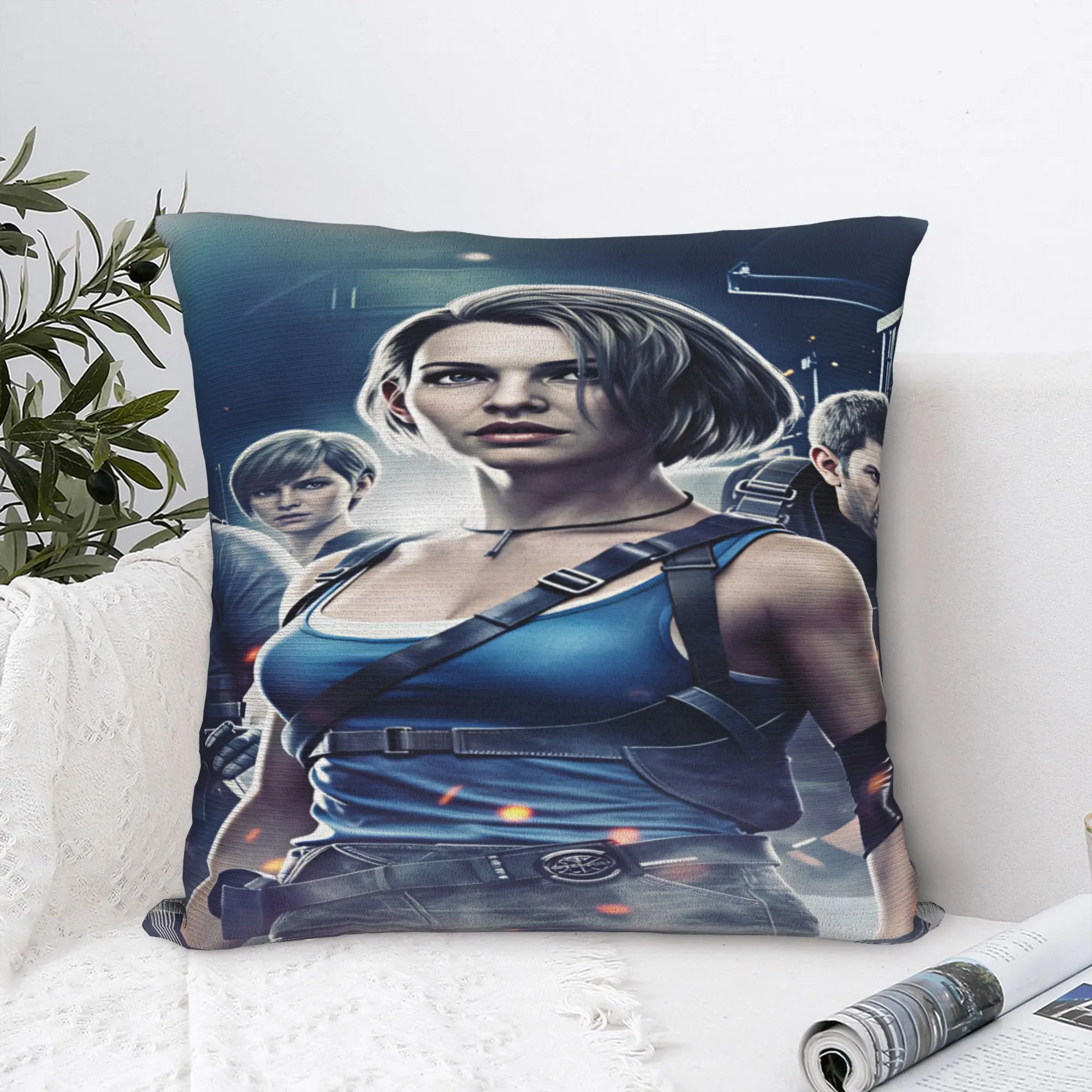 Jill Valentine Resident Evil  Pillow Case  Vintage Pillow Cover Soft Pillowcases For Living Room Sofa