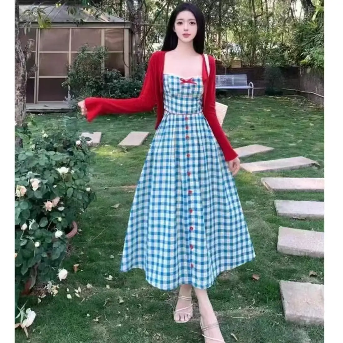 Kleider, ärmellos, für Damen, Boho, Herbst, Cord, Stehkragen, geknöpft, Patchwork, Taille, eng, klassisch, Business, schlank, Empfang, einfach