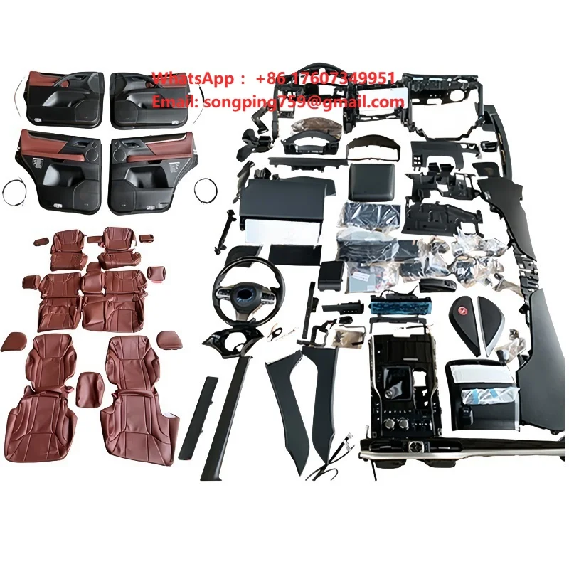 Kit de Upgrade de Interior YBJ para Acessórios Automotivos, Controle Central para LEXUS LX570 2008-2015 a 2018-2021, Kit de Upgrade LX600 Vermelho