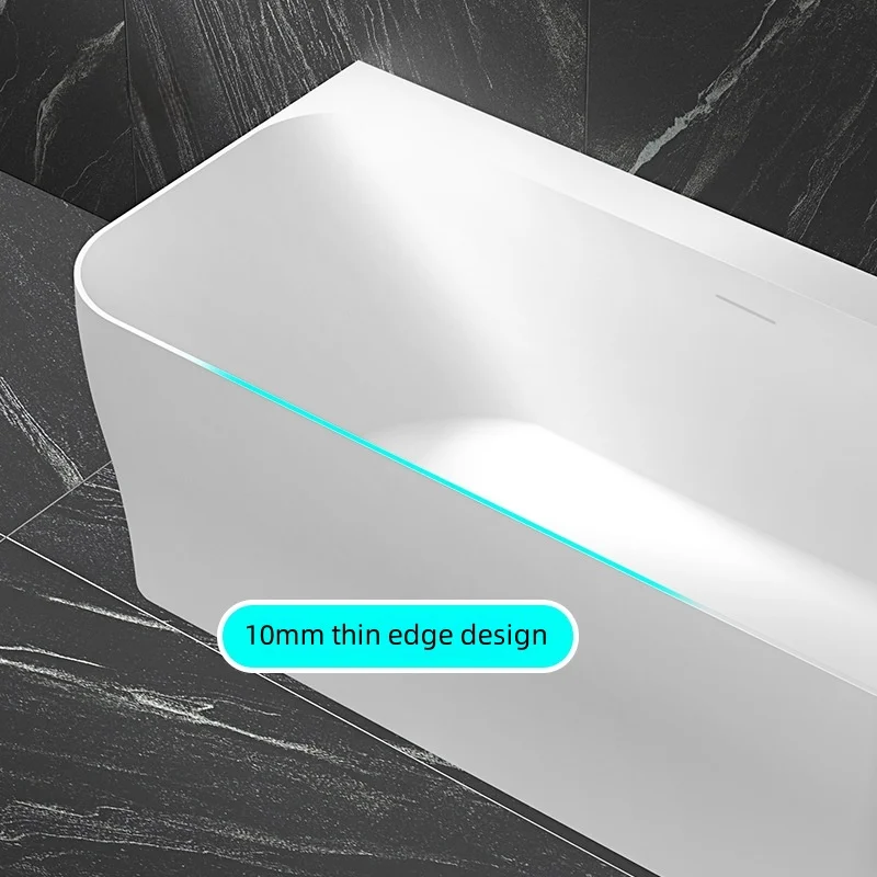 Modern Freestanding Bathtub, White Acrylic Soaking Tub, 1500mm-1700mm/59inch-67inch Rectangle Bathtub, Adult Spa Furniture