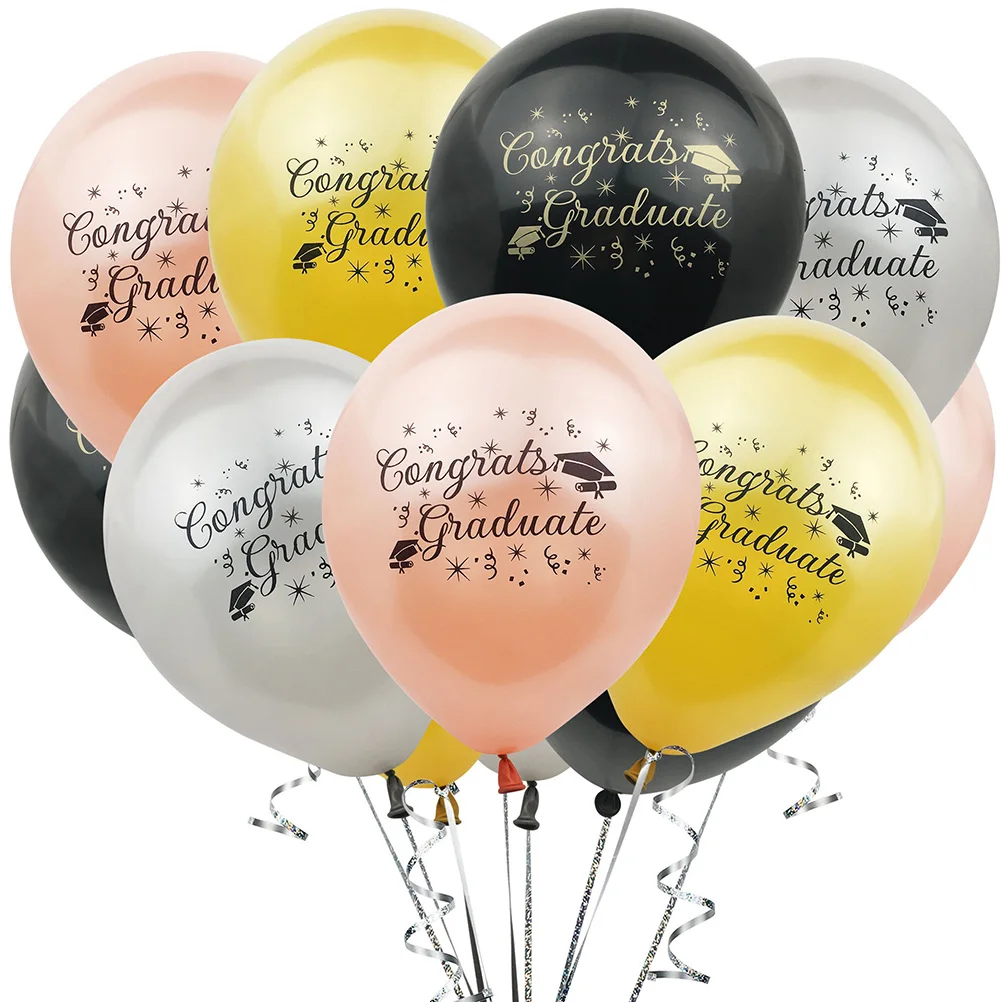 

10pcs Graduation Balloons Black Congrats Golden Confetti Latex Reusable Party Supplies Elegant Decorations Balloon Kits