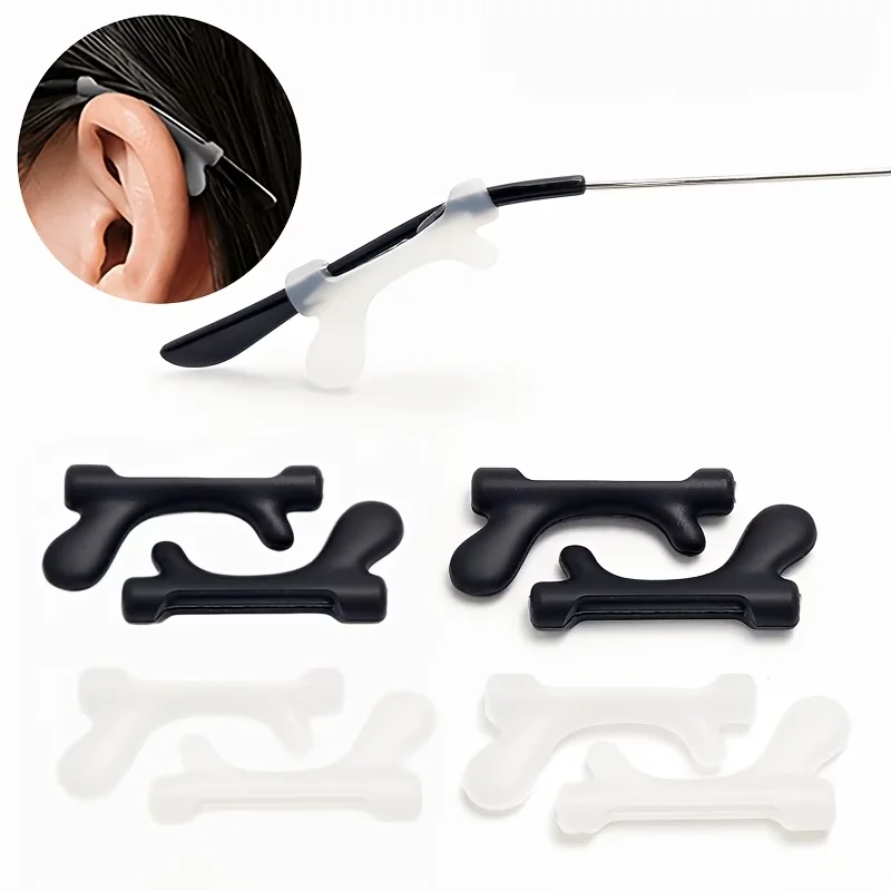 4 Pairs Non-Slip Silicone Eyeglass Ear Hooks, Anti-Drop Behind-Ear Retainers, Comfortable for Long Time Wear, Perfect