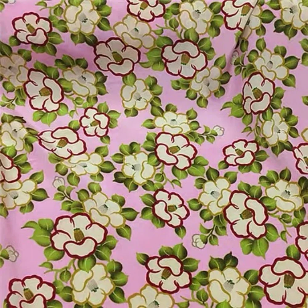 

Красивая романтическая печатная хорошее качество мягкая шелковая крепдешинская ткань CDC цвета фуксии для одежды