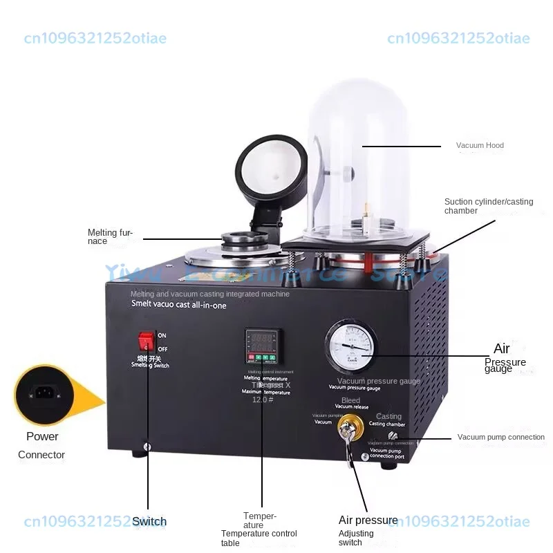 3-in-1 Jewelry Casting Machine Vacuum and Melting Equipment Refining Precious Metal Jewelry Casting Tool 1-3kg 220V/110V 1800W