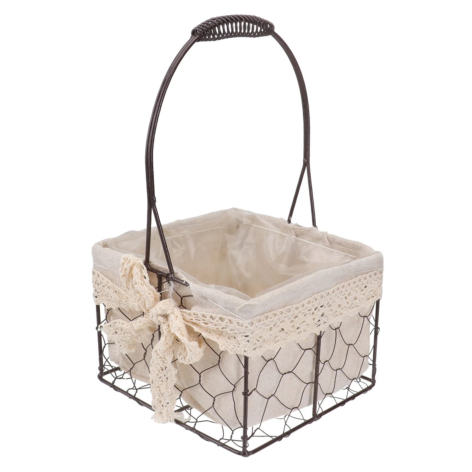 الحديد الفن الزهرية الرجعية سلة الرعوية للزهور النباتات المجففة تخزين متعدد الأغراض ديكور المنزل سلة اليدوية #1