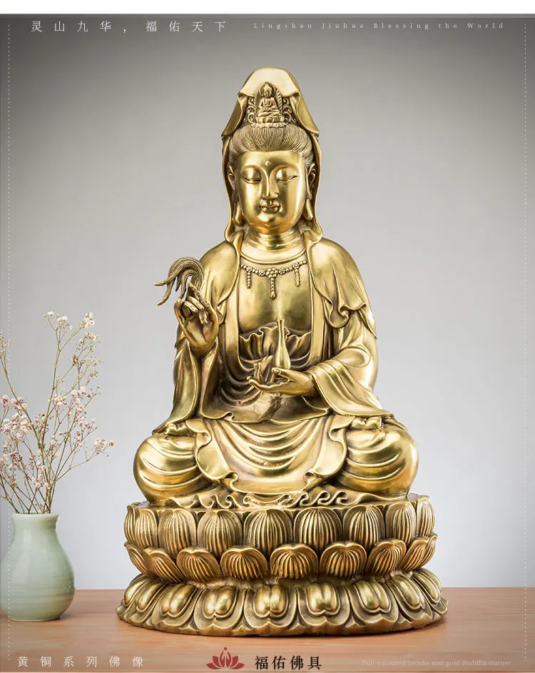 High-grade HOME family Patron saint God bring good luck Copper Avalokitesvara Guan yin buddha statue Asia Temple Worship Bless