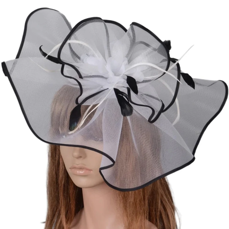 TeaParty Fascinator Hat Hairclip Women Exaggerated Pillbox Hat Role Play Bowlers Drop Shipping