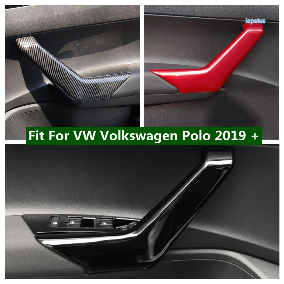 

Carbon Fiber Car Inner Door Pull Armrest Handle Decor Cover Trim Accessories Fit For VW Volkswagen Polo 2019 - 2023 Red / Black