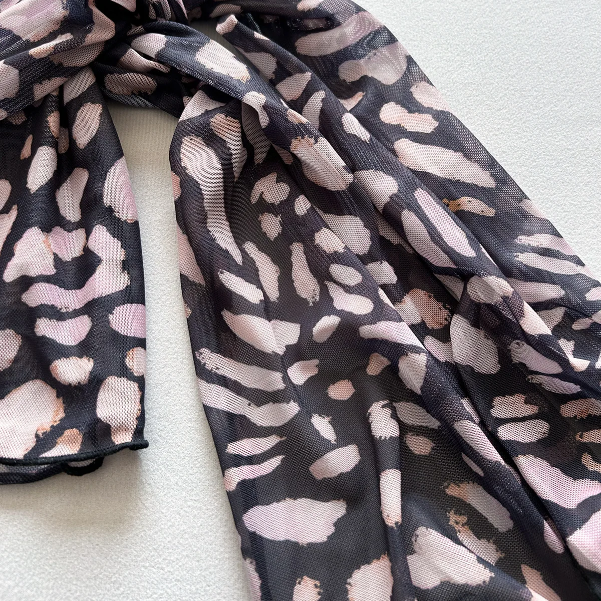 2023 rollkragen Sexy Sheer Print Leopard Bandage Frauen Kleid Langarm Mini Kleid Dame Frühling Schlank Elegante Party Club Kleid