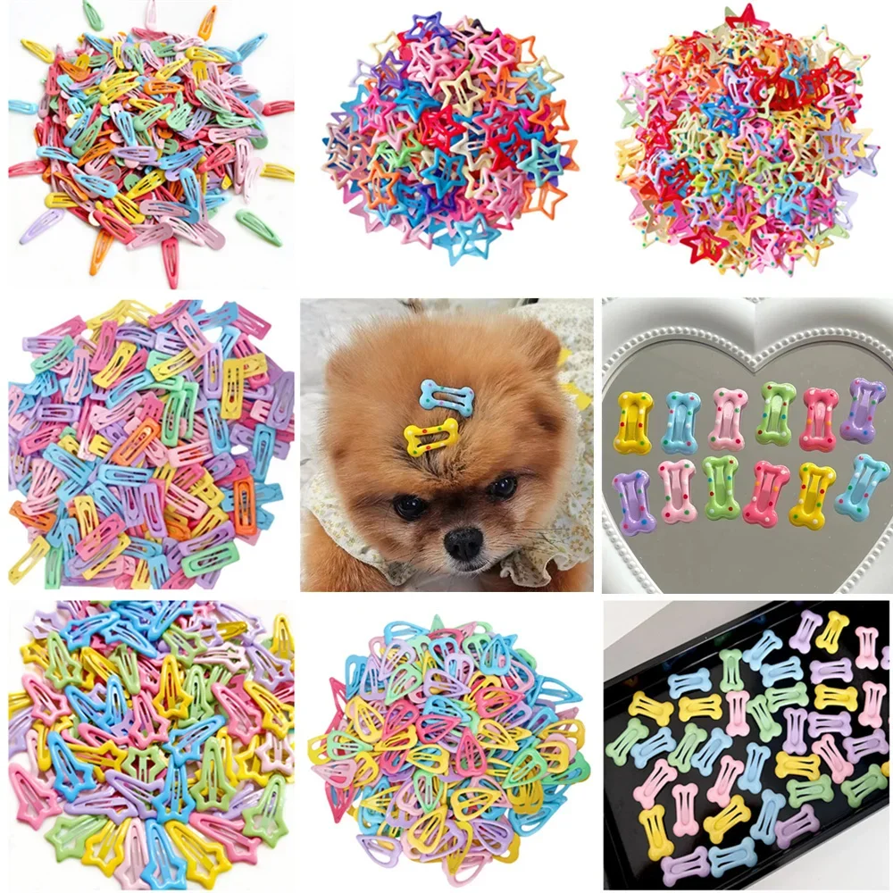 10Pcs/Set Cute Colorful Hair Clips for Pet Dog Cat Glitter Metal Hairpin BB Clip Headwear Cat Hairclip Accessories Pet Supplies